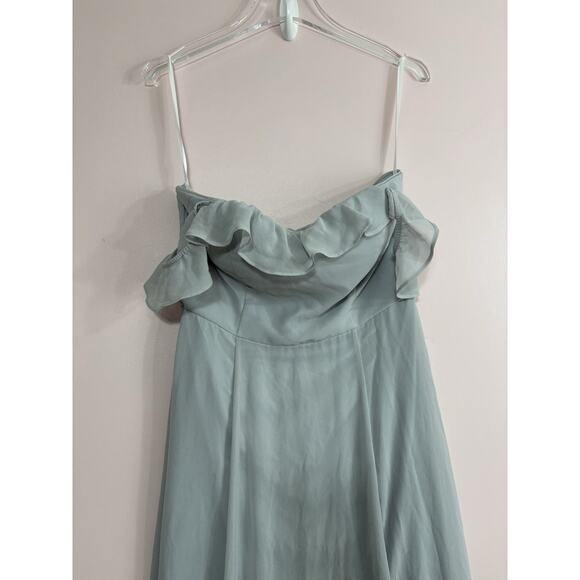 BHLDN Macau Chiffon Off The Shoulder Maxi Dress In Fog Size 10 NWT - Picture 3 of 7